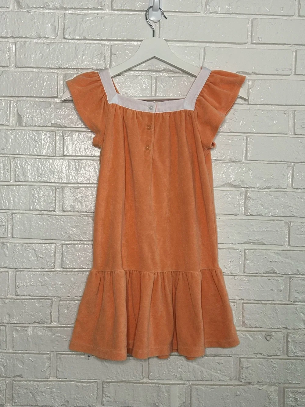 Janie and Jack Orange Flutter Sleeve Coverup with White Neckline Girls Sz 7